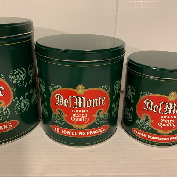 Vintage 1980s Del Monte Metal Kitchen Canister Tin Metal kitchen canister. - Picture 8 of 15
